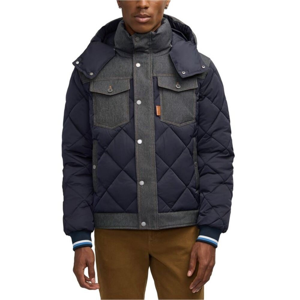 Scotch & Soda Mens Oren Hybrid Denim With Removable Hood Puffer Jacket, NWT